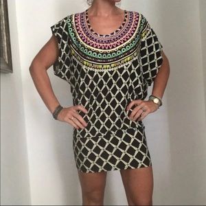 Trina Turk Black and Multicolor Geometric Swim Coverup